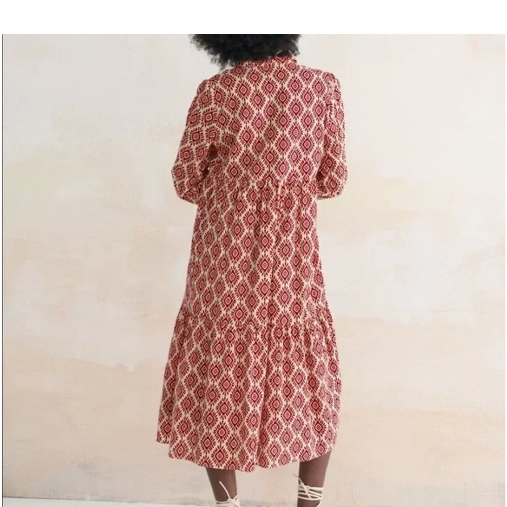 NWOT Zara Printed Midi Long Sleeve Ruffled Sundress Sz S - Picture 8 of 11